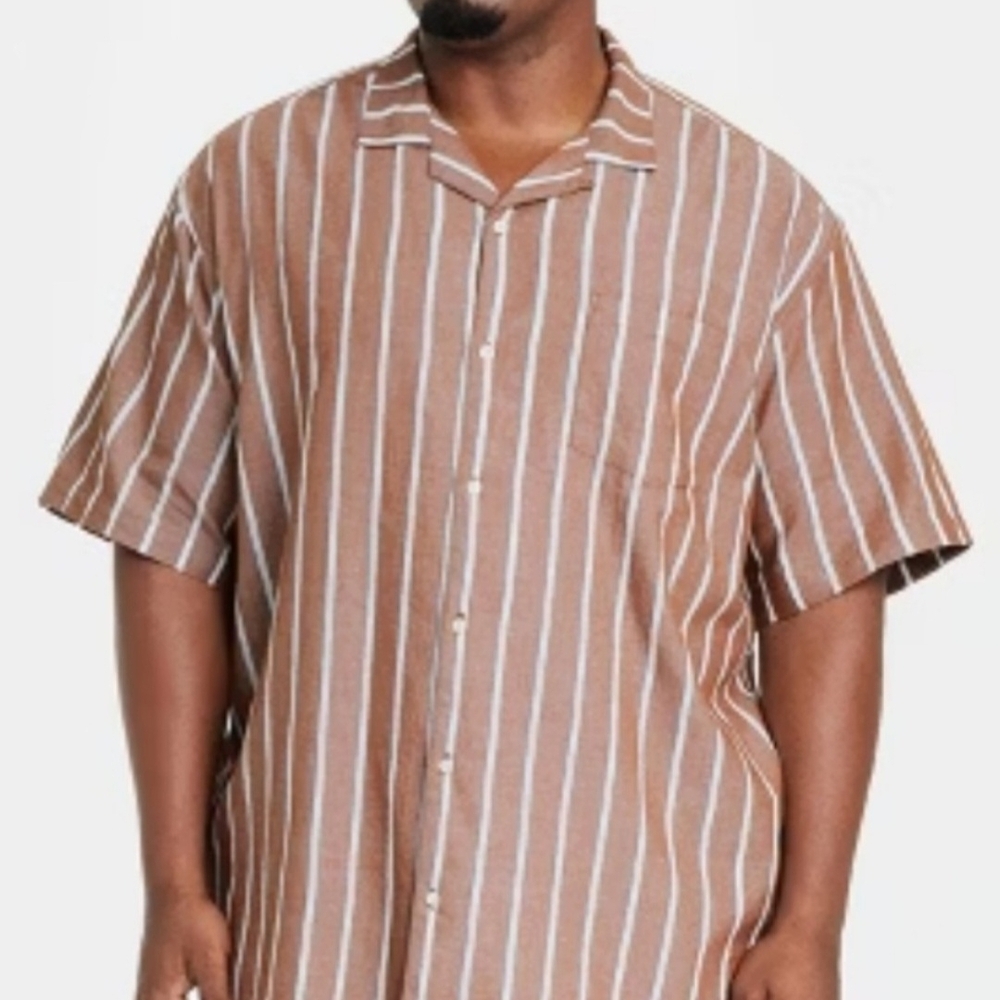 XL; Goodfellow & Co Brown and White Striped Shirt